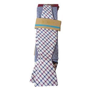 ORIGINAL PENGUIN White Check Bow Self-Tie Tie Polka Dot Cotton Pocket Square Set